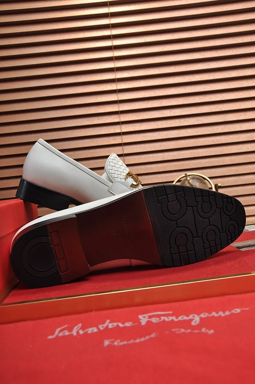 Men's shoes 💰560💶[Ferragamo/Ferragamo] The latest model in the counter. Original imported high-quality cowhide with open sides + imported 🐂 cowhide lining, original luxury metal buckle + original combination outsole. Comparative and stress-free 38--45 (customized for 45)
